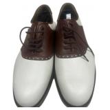 Brown and White Saddle Oxford Golf Shoes, Size 9