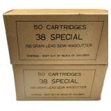 100 Rounds of .38 Special 158 Grain Lead Semi-Wadc