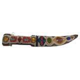 11-Inch Beaded Knife With Decorative Sheath Marked