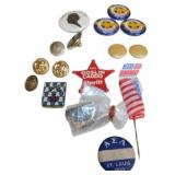Vintage Collectible Pins and Buttons, Including Wo