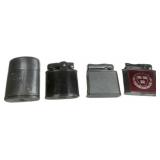 4 Vintage Metal Pocket Lighters with Various Desig