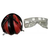 Red Peltor Bull's Eye Earmuffs with Clear Safety G