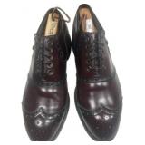 Men's Burgundy Leather Wingtip Golf Shoes, Size 9