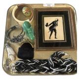 Decorative Items Including Framed Silhouette and J