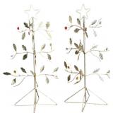 2 Jeweled Christmas Trees with Metal Branches and