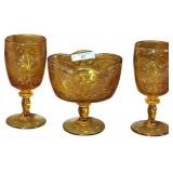 Amber-Colored Glassware Set Featuring Eagle Design