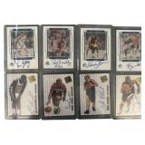 Eight Autographed Basketball Trading Cards in Prot