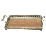 Mirrored Tray with Antique-Style Design, 18.5 x 9.