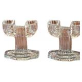 Vintage Glass Double-Arm Candle Holders