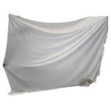 White Chenille Woven Textile with Fringe, 106x90 I
