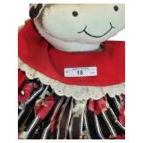 Cloth Cow Doll in Red, Floral, and Striped Clothin
