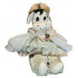 Vintage Cow Plush Doll With Straw Hat and Bell