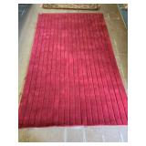 Red Area Rug - 8 ft x 5 ft with Ribbed Design
