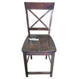 Wooden Dining Chair With Cross-Back Design and Dar