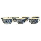 7 Blue and White Decorative Ceramic Cups