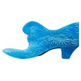 Fenton Blue Glass Shoe with Daisy and Button Patte