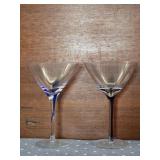 7-Inch Tall Martini Glasses with Blue and Black St