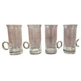 Four Clear Glass Irish Coffee Mugs with Gold-Toned