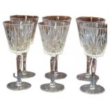 6 Clear Cut Glass Goblets, 7.5 Inches Tall