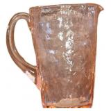 Hand-Blown Textured Glass Pitcher, 6.5 Inches, Amb