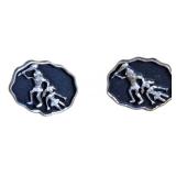 Vintage Swank Caveman-Themed Cufflinks - 1.5' x 1'
