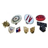 Miscellaneous Military Pins and Buttons Featuring