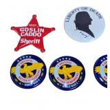 Bag of Collectible Buttons and Pins Featuring Vari