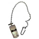 Vintage Metal Military Whistle with Chain - 2.5 In