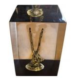 Golden Eagle Paperweight Encased in Clear Acrylic