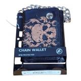 Black Skull-Design Chain Wallet with RFID Protecti