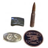 Military Items - Buckles, Bullet, and Patch for Re