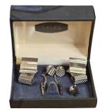 Silver-Toned Zales Cuff Links and Tie Clips Set