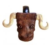 Hand-Carved Tobacco Pipe with Bull Design, Importe