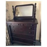 Antique chest of drawers with swivel mirror
