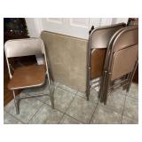 Folding card table and four chairs. Card table is