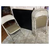 Card table and four folding chairs appears to be