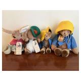 Vintage Eden toys. Two Paddington bears and two