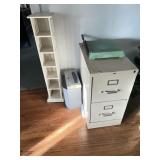 Filing cabinet, paper cutter, paper, shredder,