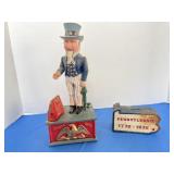 Vintage uncle Sam, mechanical bank and