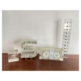 Vintage 100 $1 bills encased in clear Plastic,