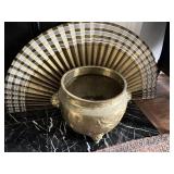 Brass pot and paper fan art