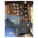 Vintage Rotary, coin, dishes, and books
