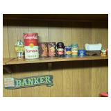 Vintage banks and banker sign. The covered wagon