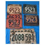50ï¿½s license plates pears 1950, 52, 53, 54 and 55