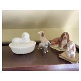 WestMoreland milk, glass, dog on bed and other