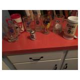 Vintage beer, mugs, glasses, including Supergirl