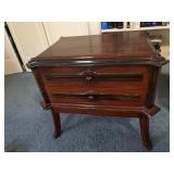 Antique wooden sewing chest and several