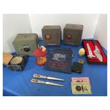 Vintage advertising items, including serving set