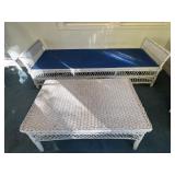 HEAVY wicker outdoor daybed and coffee table.