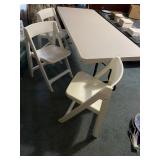 6 foot lifetime banquet table, and three plastic